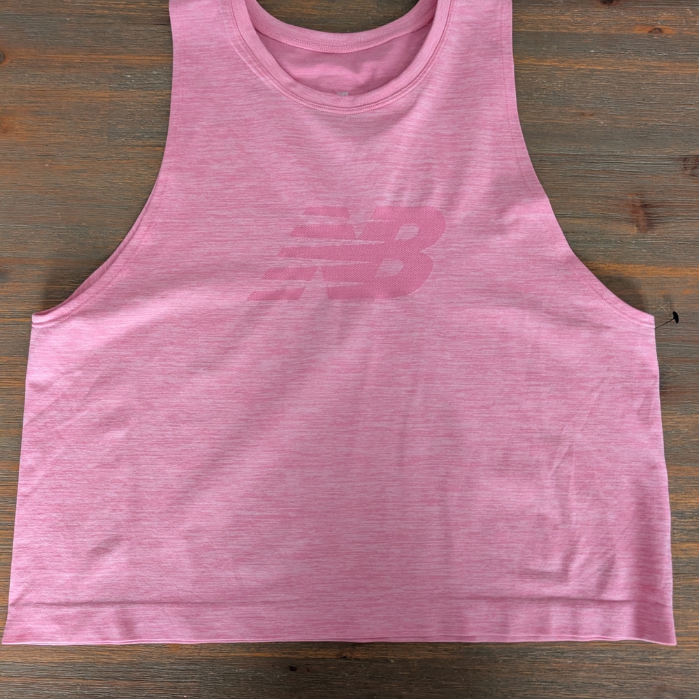 New Balance Heathered Pink Crop Tank Top